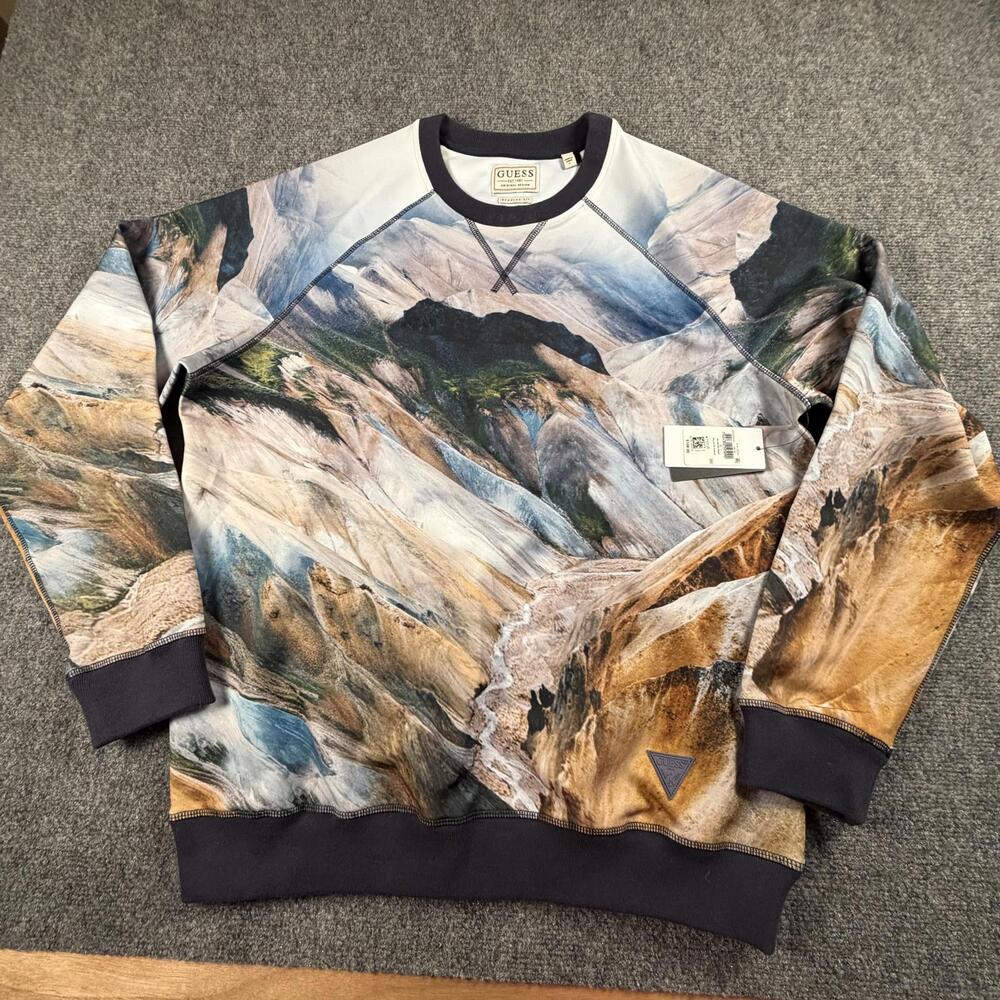 Guess Men's Mountain Print Willis CN Fleece Sweatshirt #1360